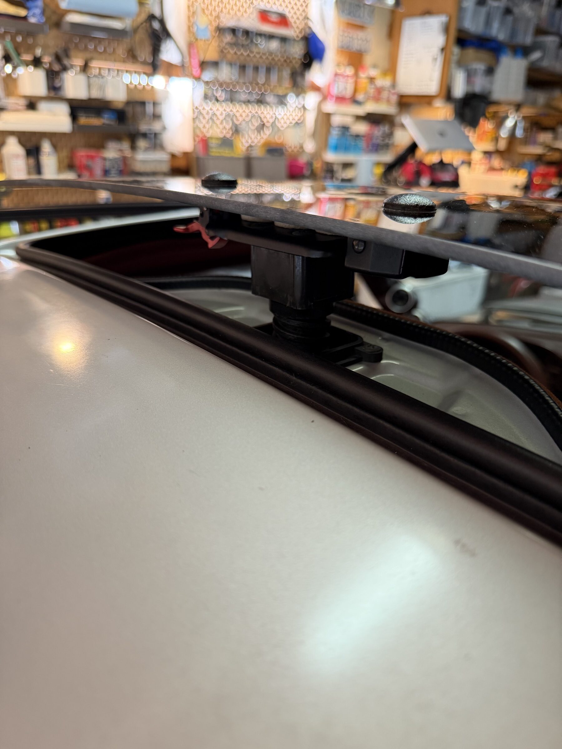 Glass resting on the padded lifter