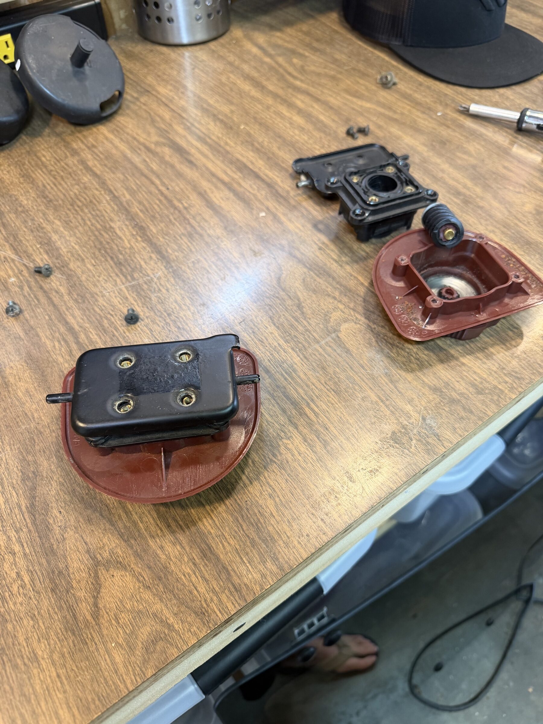 Replacement unit next to the disassembled broken one